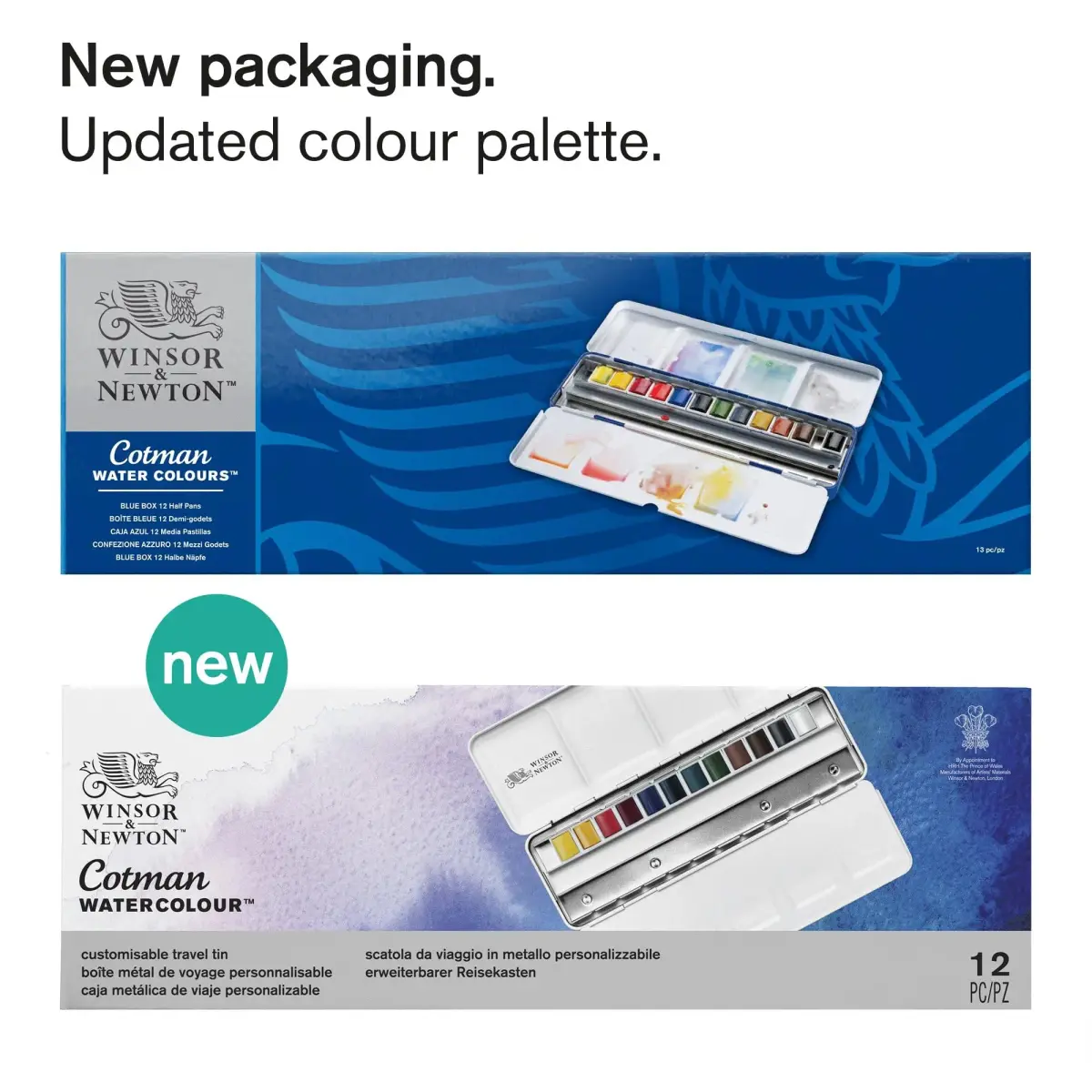 Winsor & Newton Cotman Watercolor Paint Set, 12 Half Pan Travel Tin | Artist Grade Watercolors for India - view 2