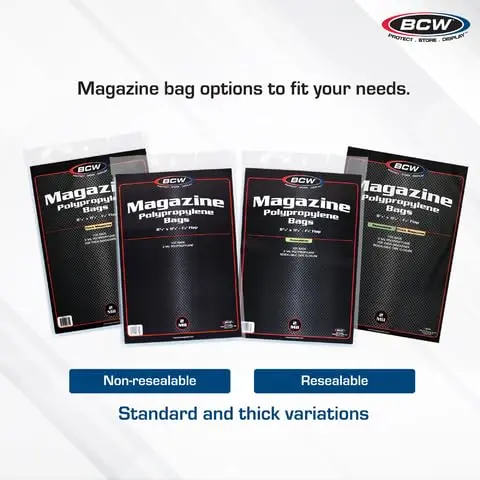 BCW Magazine Bags - 200 Count | Fits Standard 8.5 x 11 Inch Magazines | Acid-Free Polypropylene Sleeves for Collectors - view 7