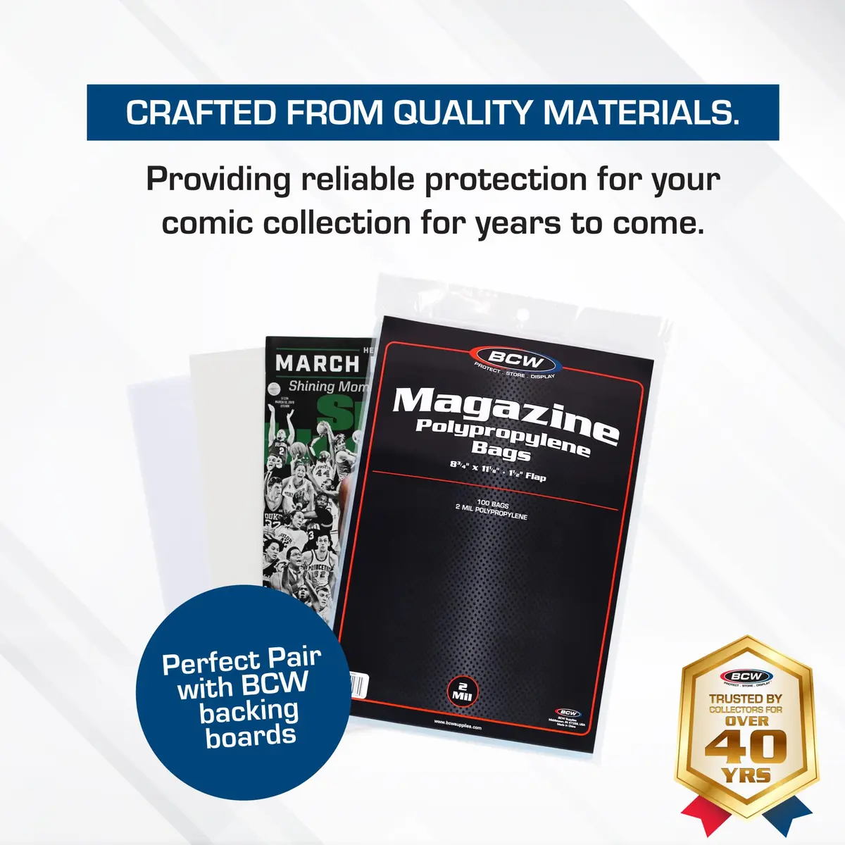 BCW Magazine Bags - 200 Count | Fits Standard 8.5 x 11 Inch Magazines | Acid-Free Polypropylene Sleeves for Collectors - view 2