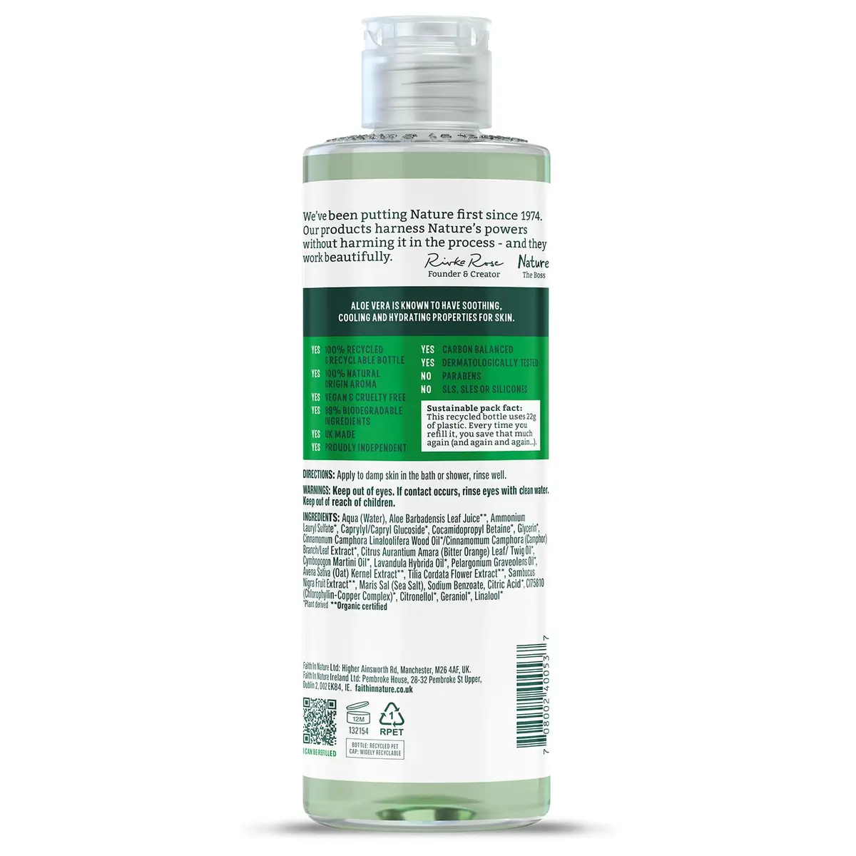 Faith In Nature Aloe Vera Rejuvenating Body Wash 400ml | Soothing, Hydrating & Aromatherapy - view 2