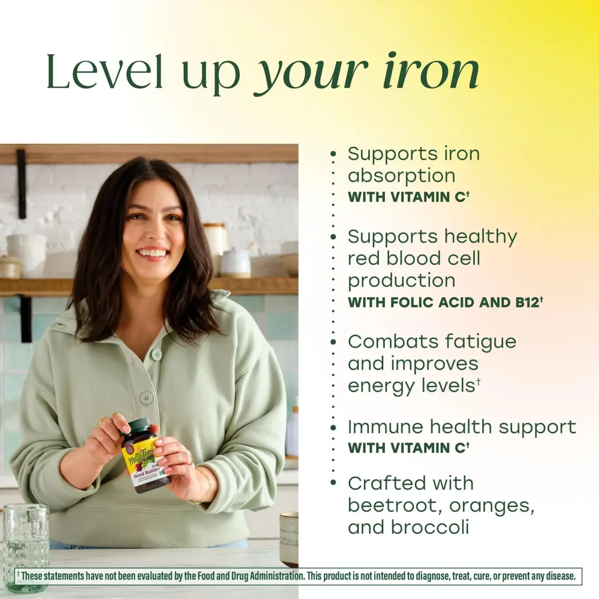 MegaFood Blood Builder Iron Supplement Vegan 180 Tablets | Energy Support with Iron Bisglycinate & B12 - view 4