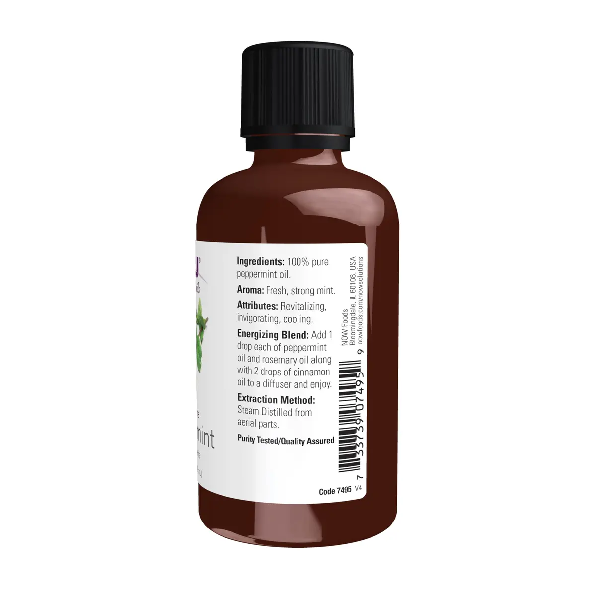 NOW Peppermint Essential Oil 59ml (2 Fl Oz) | Invigorating, Pure, Steam Distilled - view 2