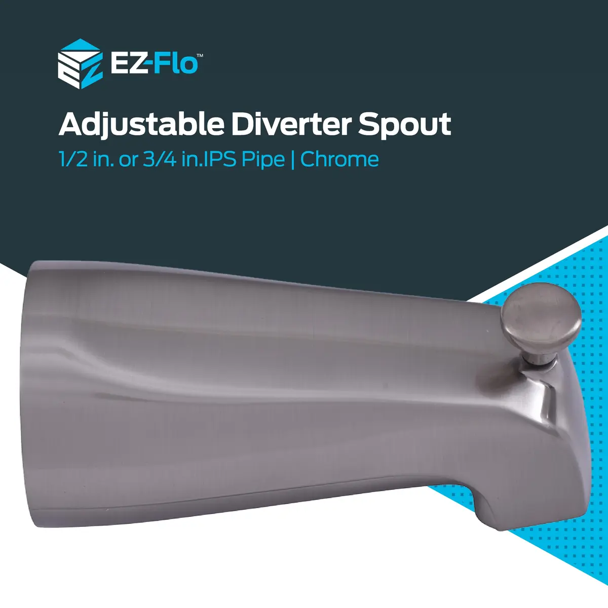 EZ-FLO Adjustable Diverter Spout 14.6 cm (5.75 inch) Chrome | Wall Mount Tub Faucet with Diverter - view 2