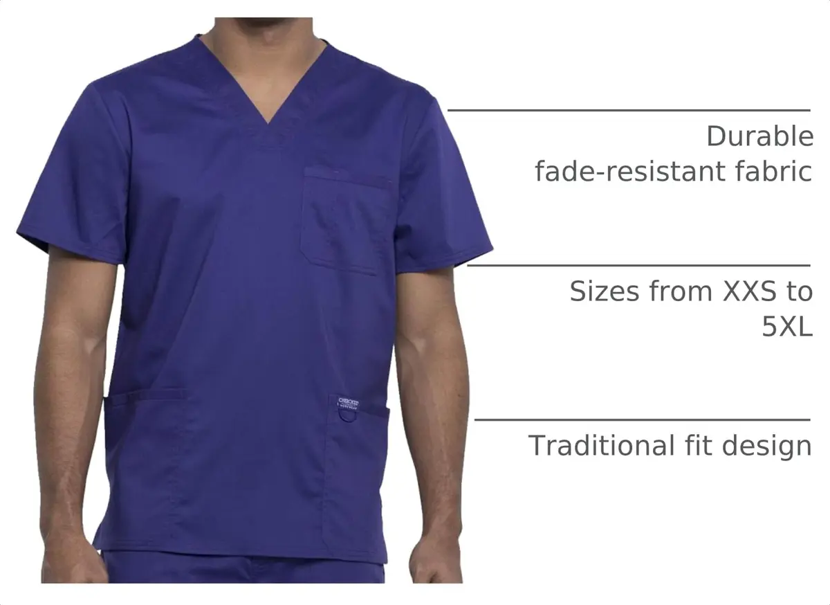 Cherokee WW Revolution V-Neck Scrub Top for Men with 3 Pockets Grape | Professional Medical Uniform - view 4