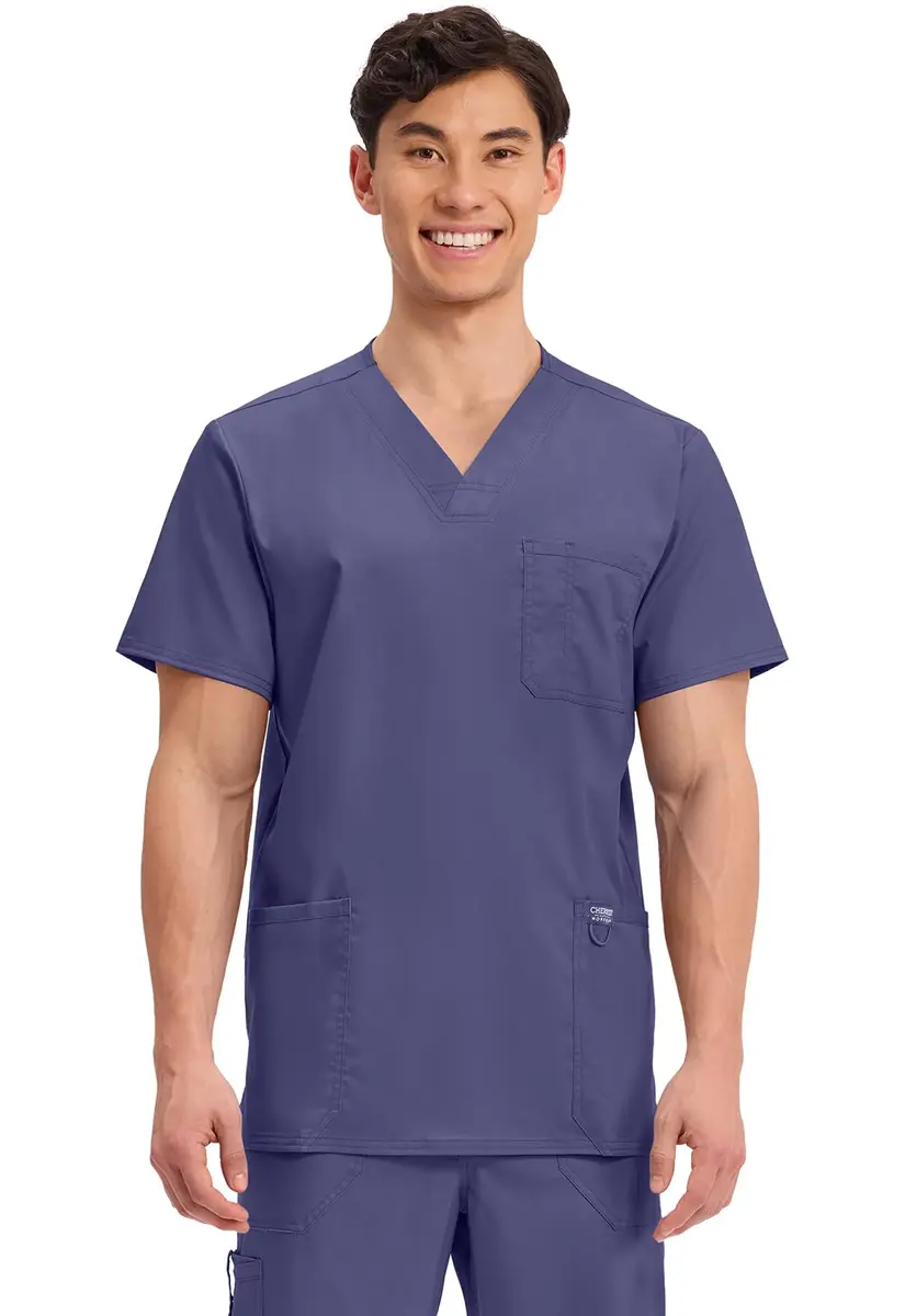 Cherokee WW Revolution V-Neck Scrub Top for Men with 3 Pockets Grape | Professional Medical Uniform - main product image