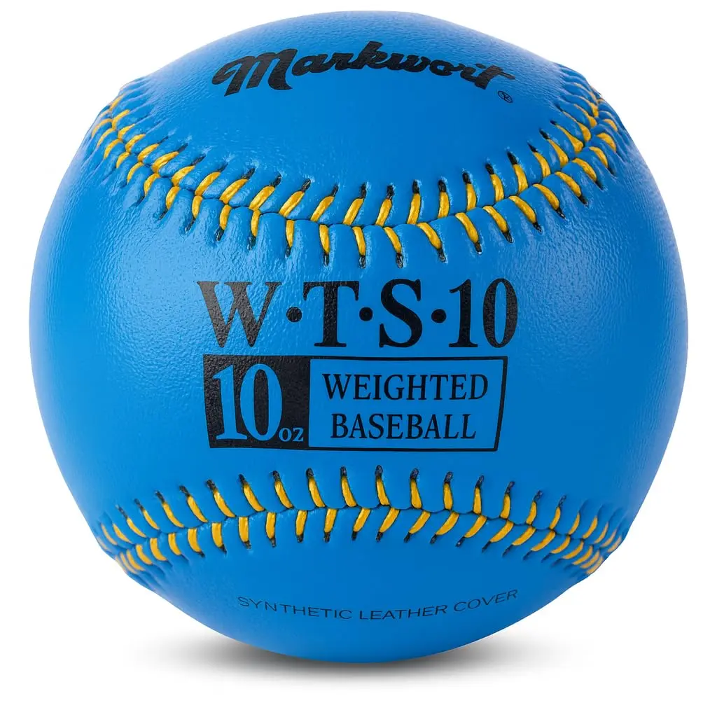 Markwort Synthetic Cover Weighted Baseball 9-Inch | Blue, 10 oz for Baseball Training & Practice - main product image