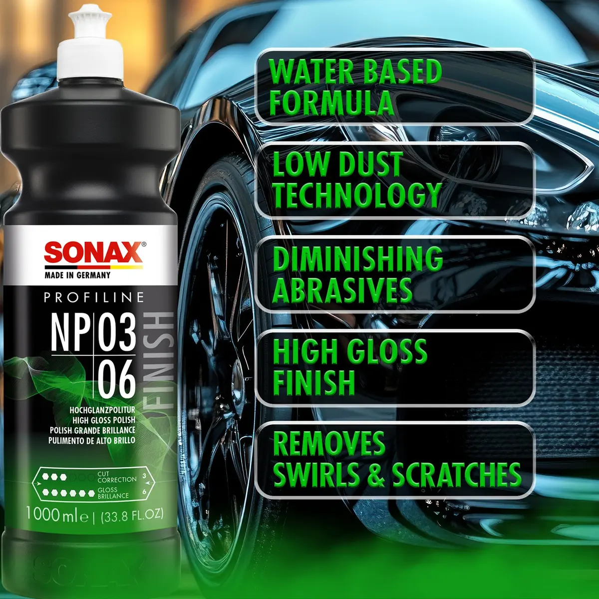 Sonax Nano Polish 03/06 (250 ml) | High-Gloss Car Paint Finish, Silicone-Free, Medium Abrasive (1500 grit) - view 5