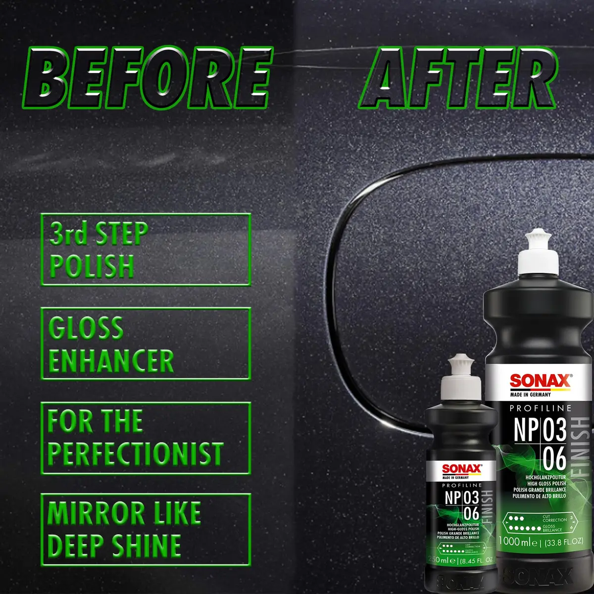 Sonax Nano Polish 03/06 (250 ml) | High-Gloss Car Paint Finish, Silicone-Free, Medium Abrasive (1500 grit) - view 3