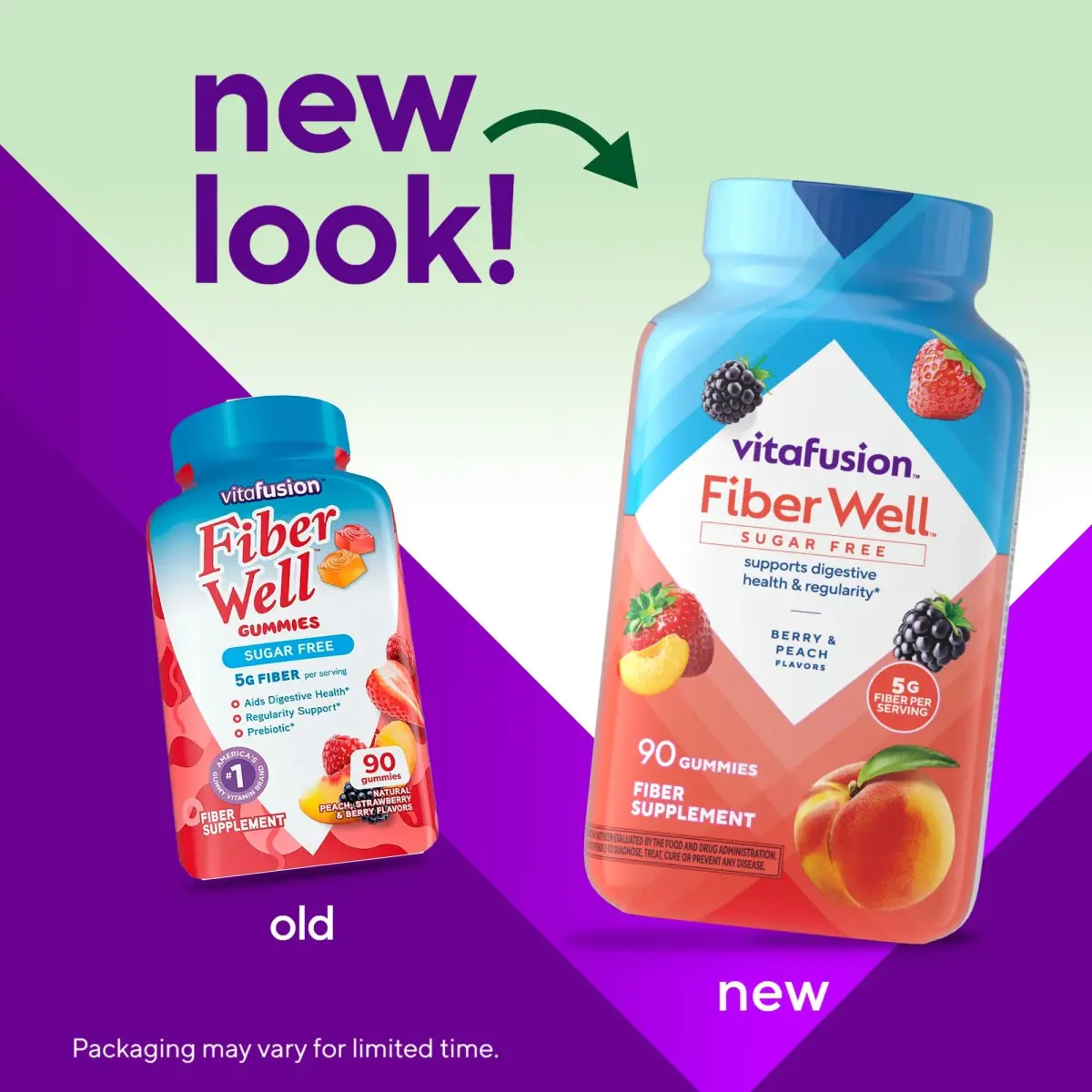 Vitafusion Fiber Well Gummies 90 Count (45 Day Supply) | Sugar Free Fiber Supplement for Digestive Health & Regularity - view 2