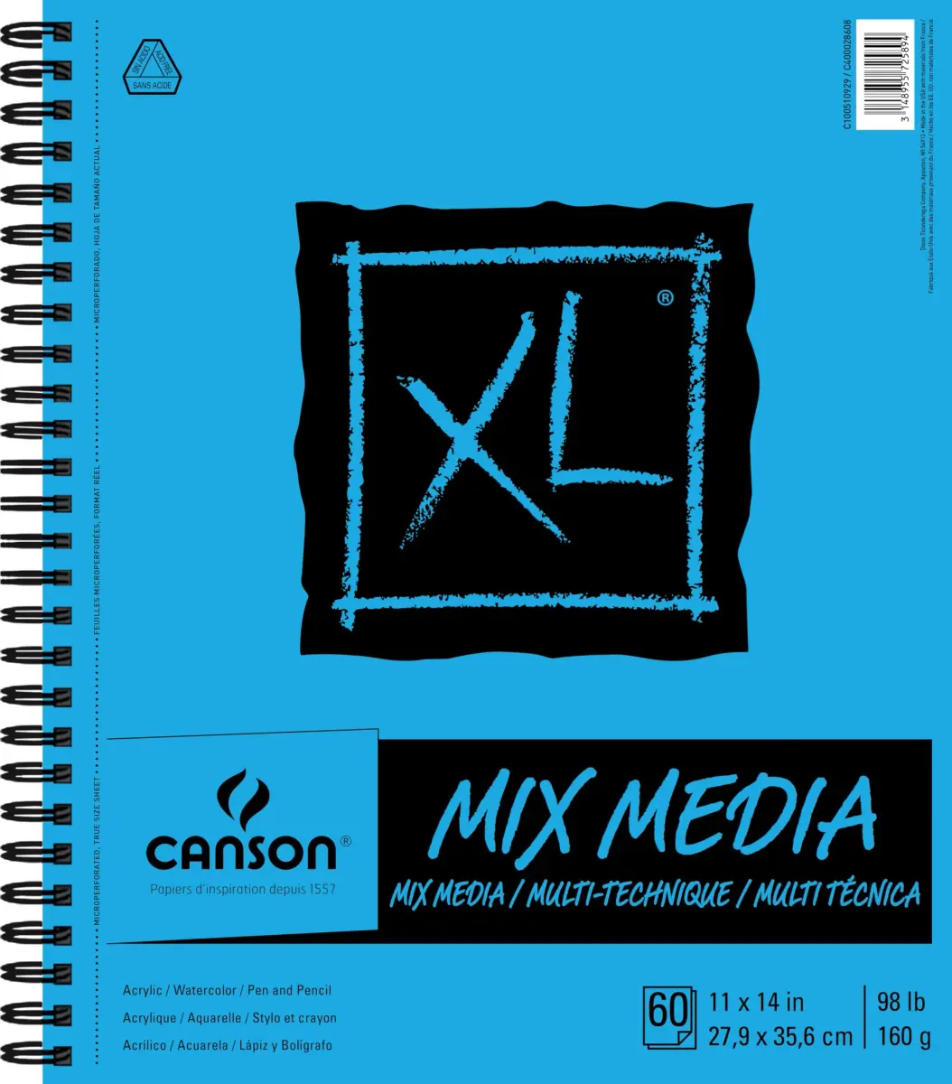 Canson XL Mix Media Pad 11x14 Inches | 60 Sheets of 90lb (160gsm) Paper - main product image