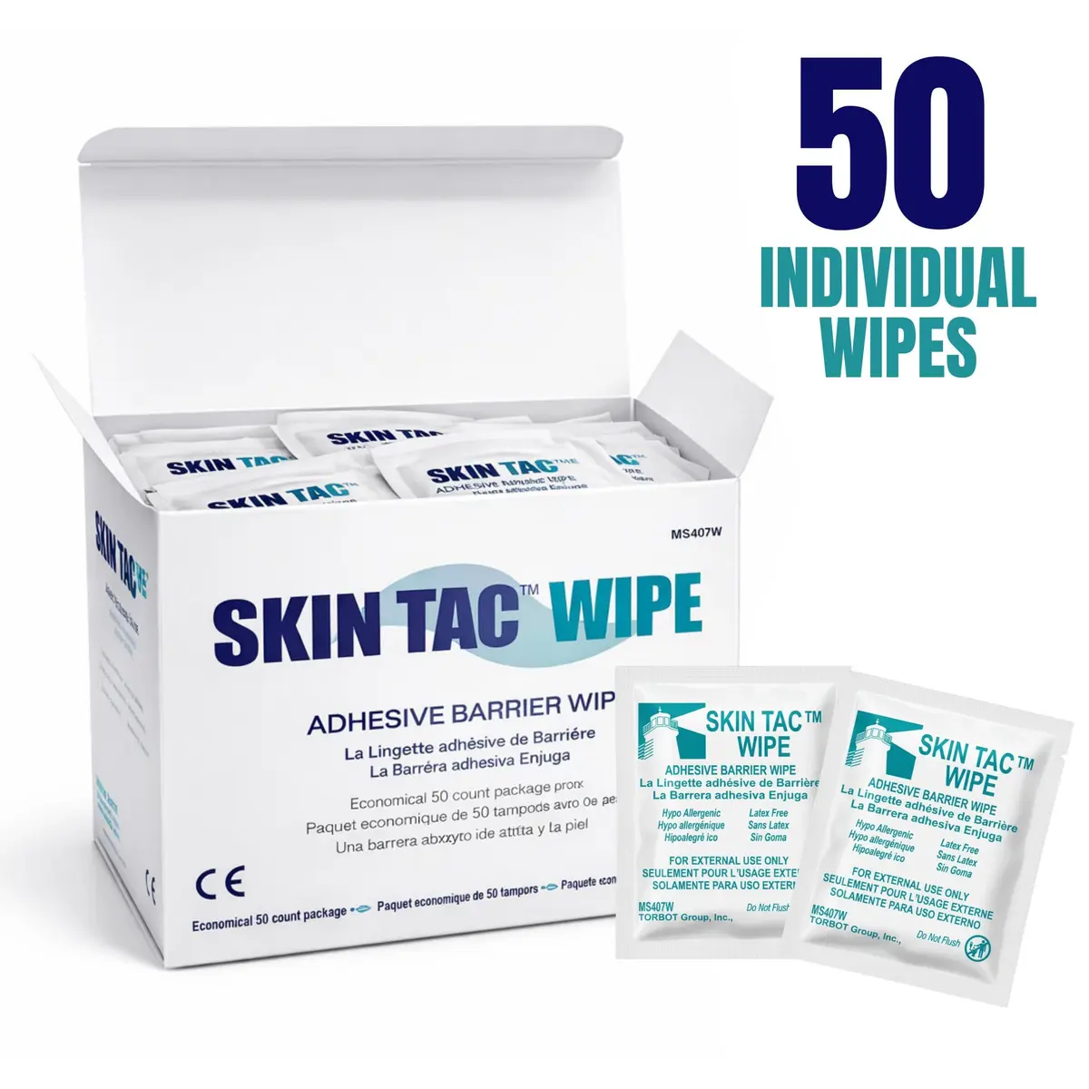 Torbot Skin-Tac™ Adhesive Barrier Wipes 50 count | Latex-Free, Hypoallergenic, Skin-Friendly (70-120 chars) - view 3