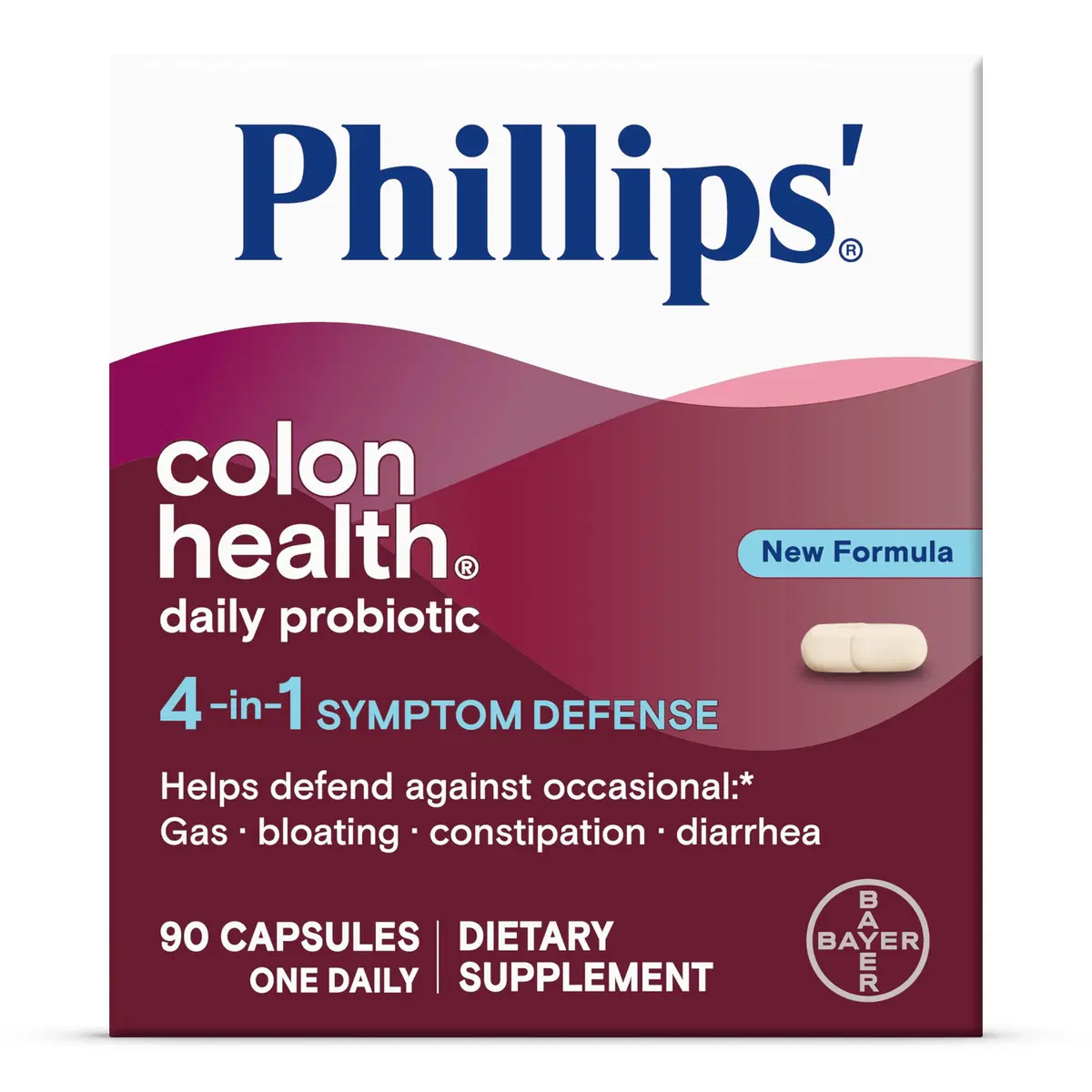 Phillips' Colon Health Daily Probiotic Capsules 90 Count | 4-in-1 Symptom Defense for Digestive & Immune Health - main product image