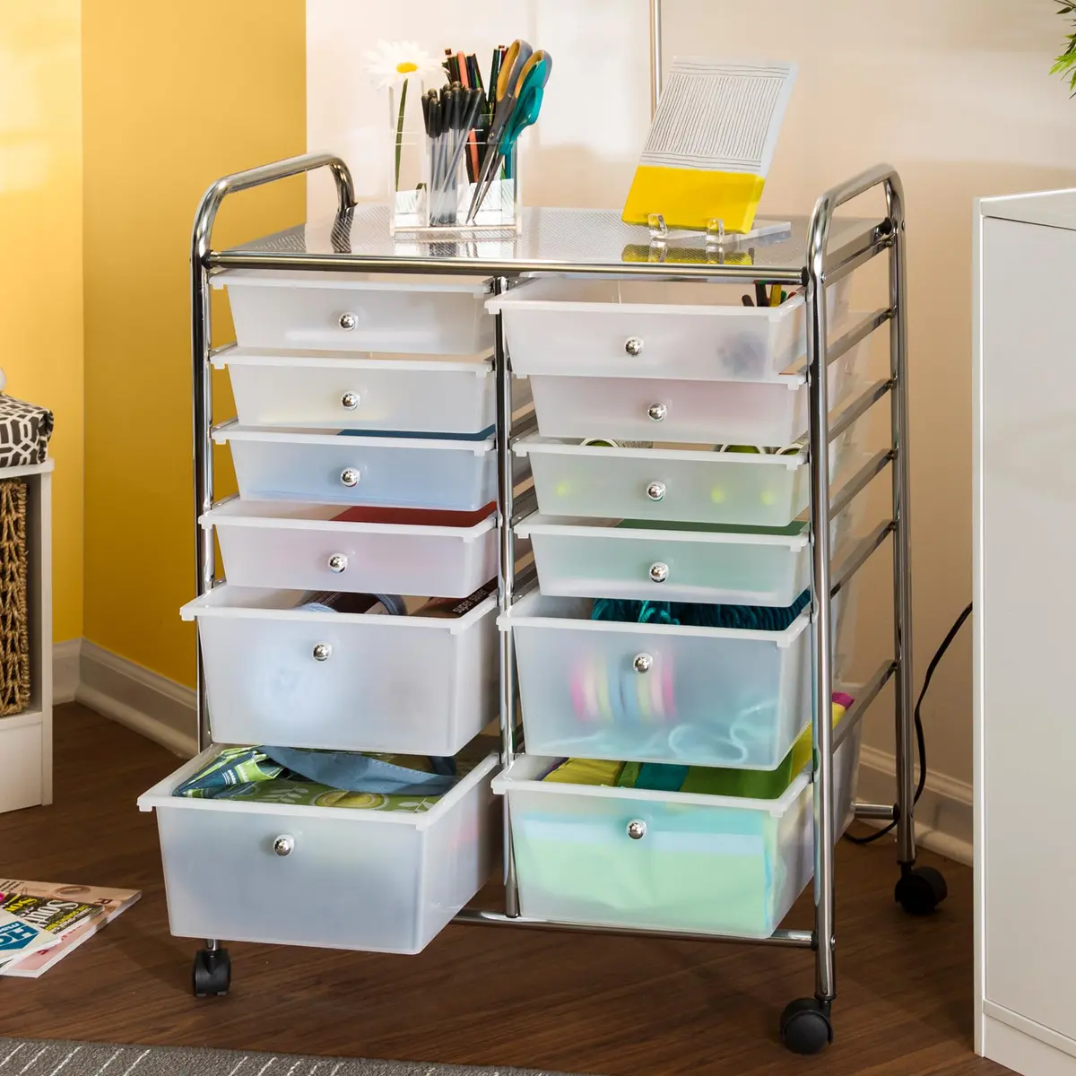 Honey-Can-Do 12-Drawer Rolling Cart 66cm (26in) | Mobile Organizer for Crafts & Office - view 2