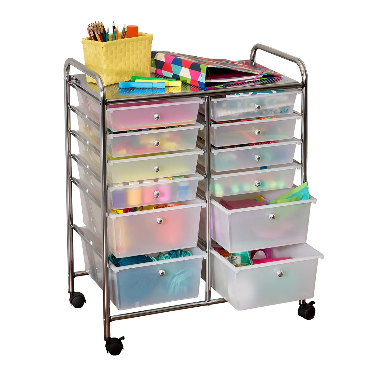 Honey-Can-Do 12-Drawer Rolling Cart 66cm (26in) | Mobile Organizer for Crafts & Office - view 3