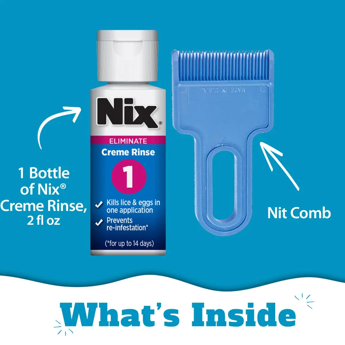 Nix Lice Treatment Kit Permethrin Crème Rinse & Lice Comb 2 Fl Oz (59 ml) | Pediatrician-Recommended Lice Removal - view 3