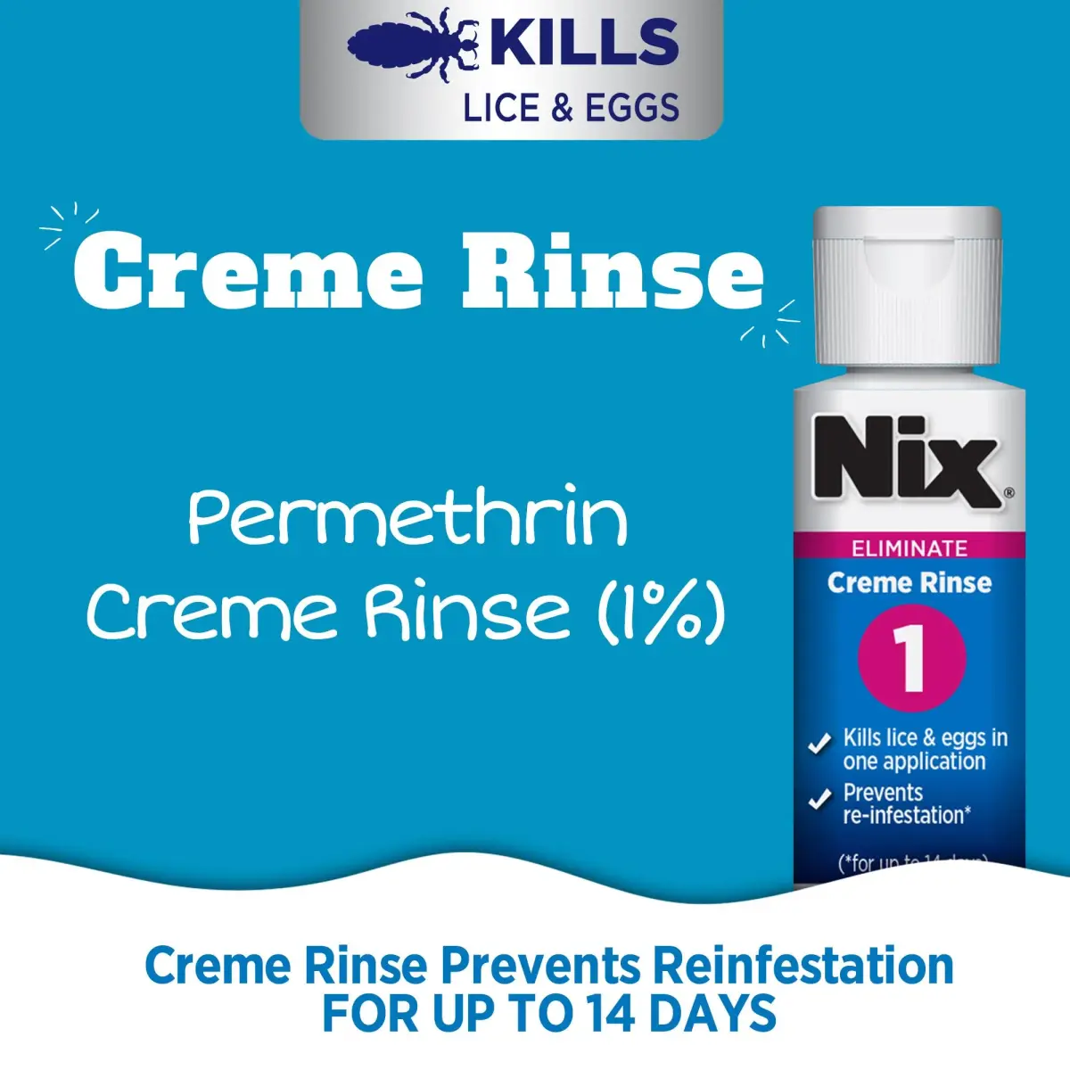 Nix Lice Treatment Family Pack Permethrin Crème Rinse 4 Fl Oz (2x2 Fl Oz Bottles) & 2 Lice Combs | Kills Lice and Eggs - view 2