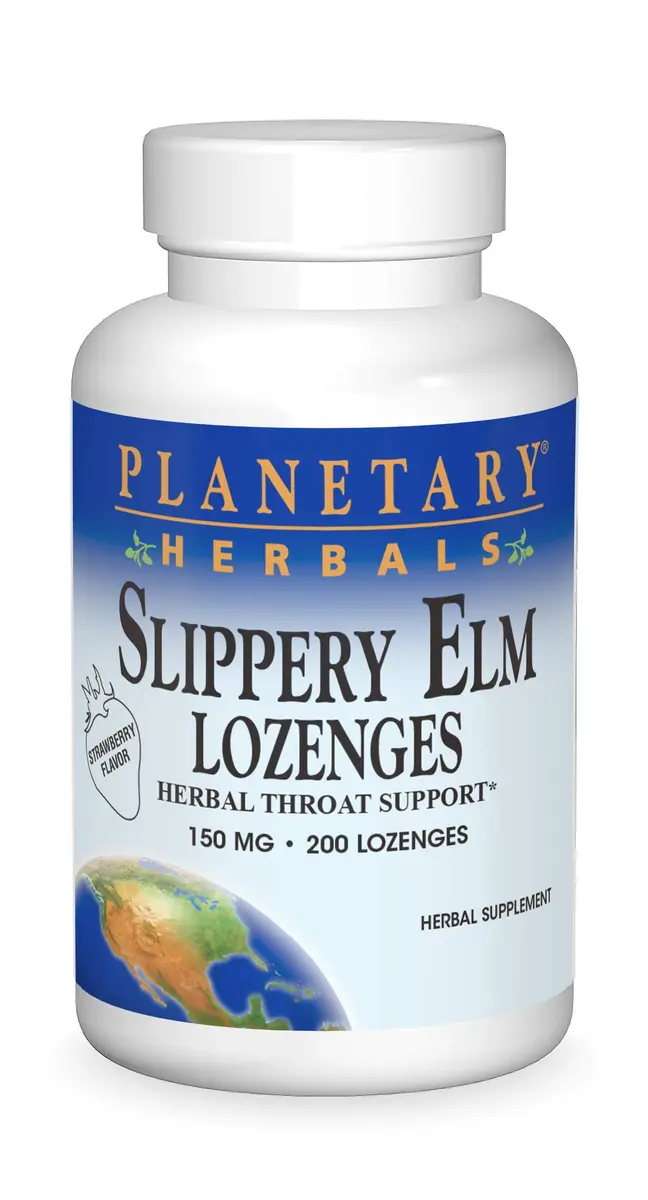 Planetary Herbals Slippery Elm Lozenges, Strawberry, 200 Count | Soothes Throat & Supports Immunity - main product image