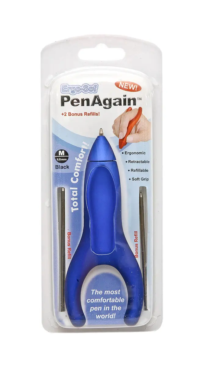 PenAgain ErgoSof Pen Blue, Medium Point, Black Ink | Ergonomic Grip for Arthritis & Carpal Tunnel - view 5