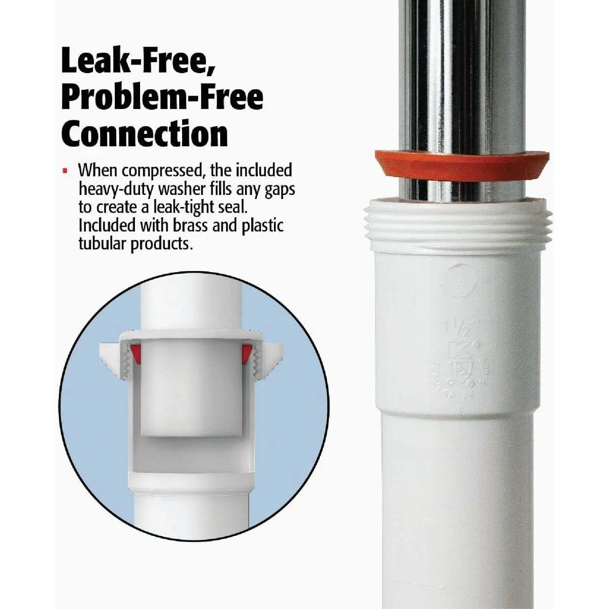 Plumb Pak 400WK Plastic P-Trap Kit 1.5" or 1.25" Inlet x 1.5" Outlet, White | Essential Plumbing Fitting - view 2