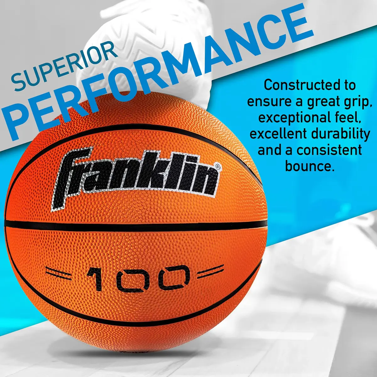 Franklin Sports Grip-Rite 100 Basketball Size 6 (28.5") | Official Women's & Youth Indoor/Outdoor Rubber Ball - view 3