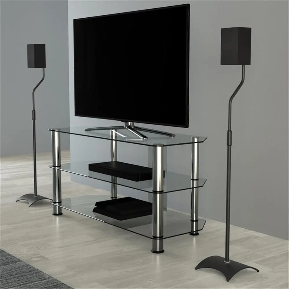 AVF Adjustable Steel Speaker Floor Stands Pair | 31.75-42.2 Inch Height, 11 lbs Capacity, Black - view 2