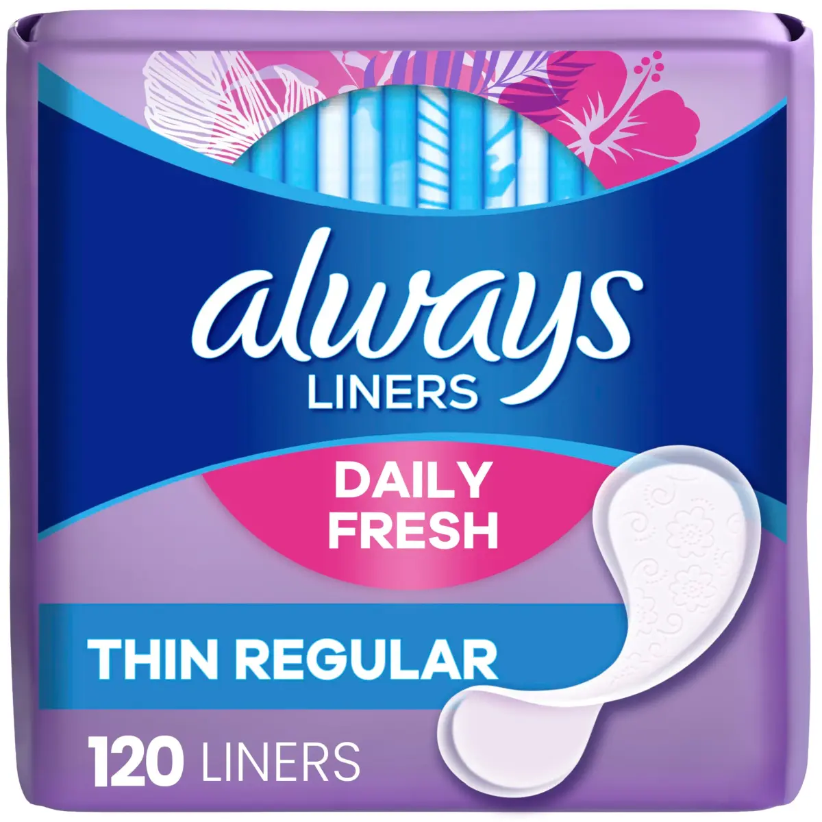 Always Thin Daily Panty Liners Regular Unscented 120 Count | Light Absorbency for Everyday Freshness - main product image