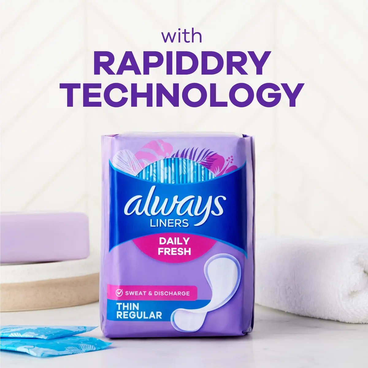 Always Thin Daily Panty Liners Regular Unscented 120 Count | Light Absorbency for Everyday Freshness - view 5