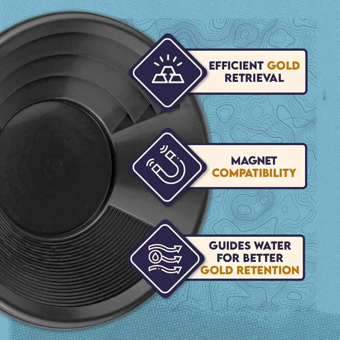 SE 10” Black Plastic Gold Pan with Riffles | Lightweight Prospecting Tool - view 8