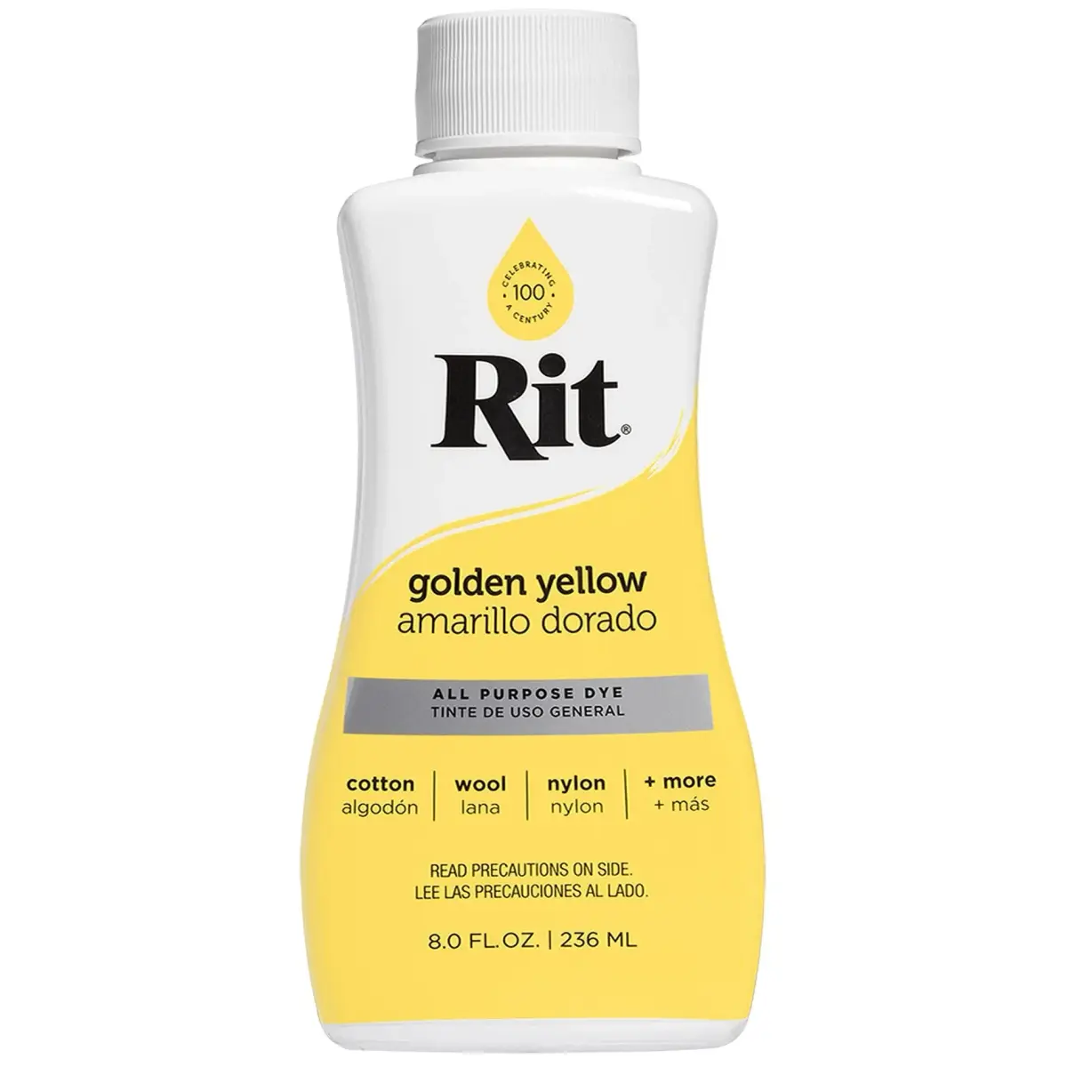 Rit Liquid Fabric Dye, Golden Yellow (237ml / 8 Fl Oz) - Vibrant Color for Cotton, Linen, Silk, Wool - main product image