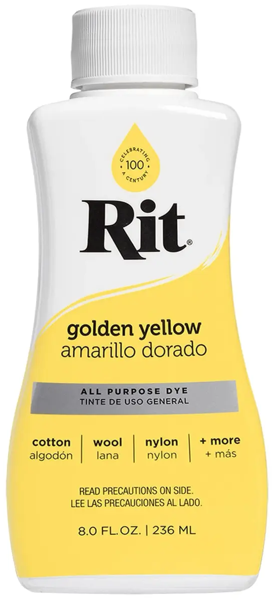 Rit Liquid Fabric Dye, Golden Yellow (237ml / 8 Fl Oz) - Vibrant Color for Cotton, Linen, Silk, Wool - main product image