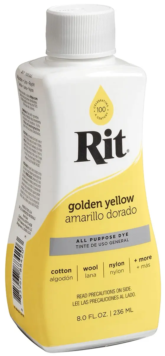 Rit Liquid Fabric Dye, Golden Yellow (237ml / 8 Fl Oz) - Vibrant Color for Cotton, Linen, Silk, Wool - view 2