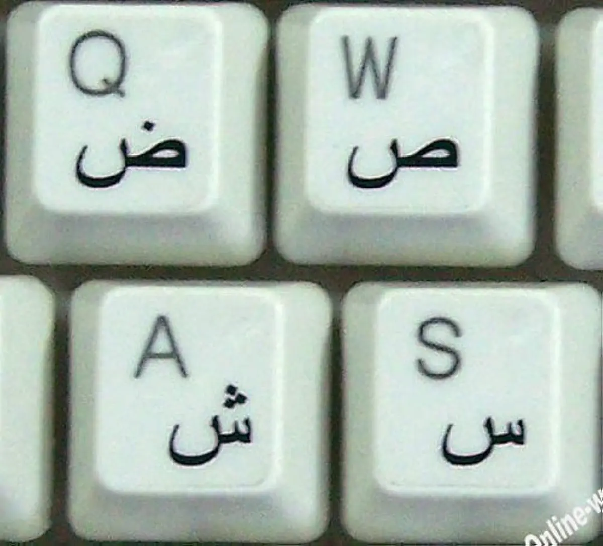 Online-Welcome Arabic Keyboard Stickers with Black Letters | Transparent Vinyl for Laptop & Desktop - main product image