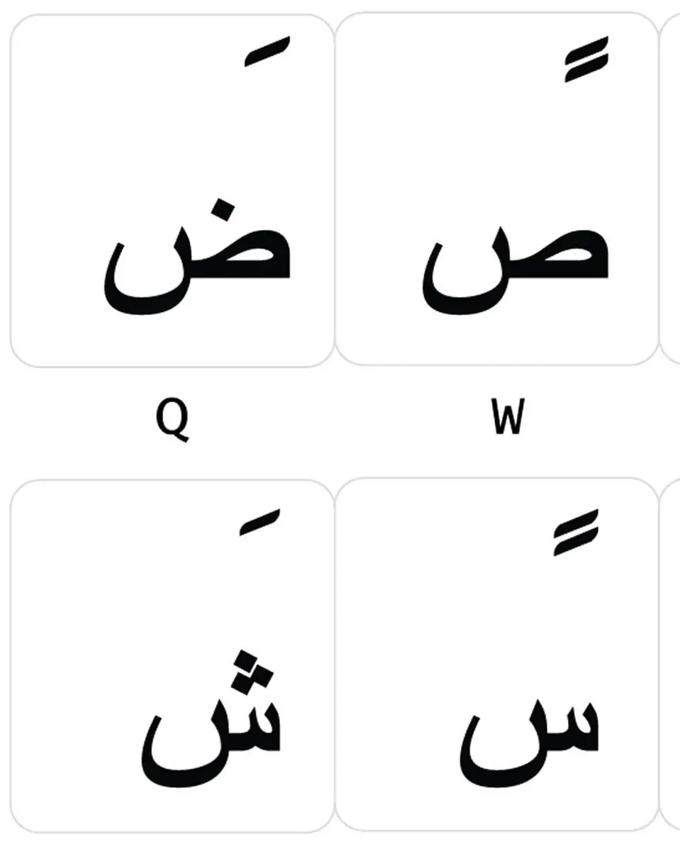 Online-Welcome Arabic Keyboard Stickers with Black Letters | Transparent Vinyl for Laptop & Desktop - view 2