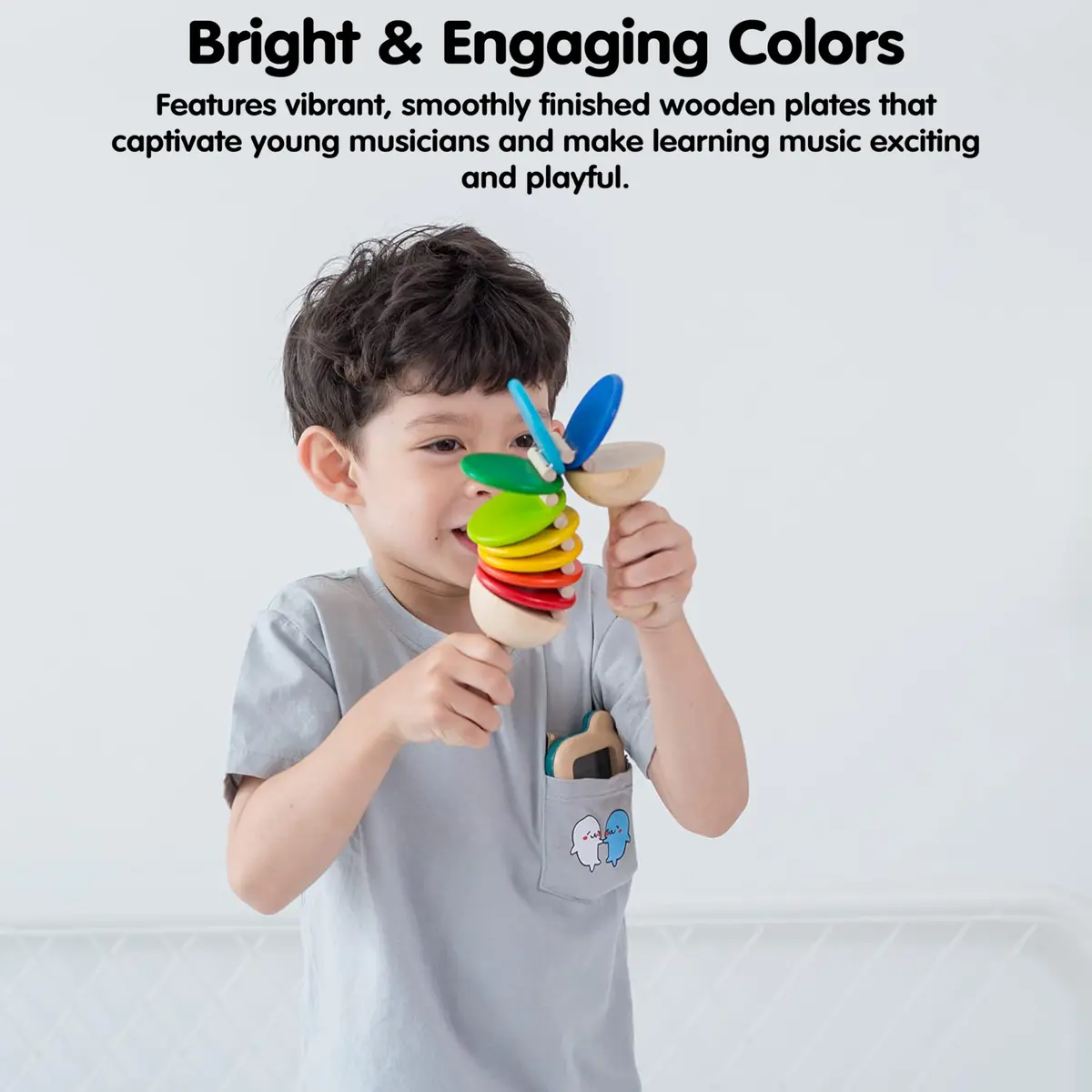 PlanToys Wooden Clatter Toy Montessori Sound & Rhythm Baby Sensory Gift | Eco-Friendly Wooden Musical Toy for Infants - view 6