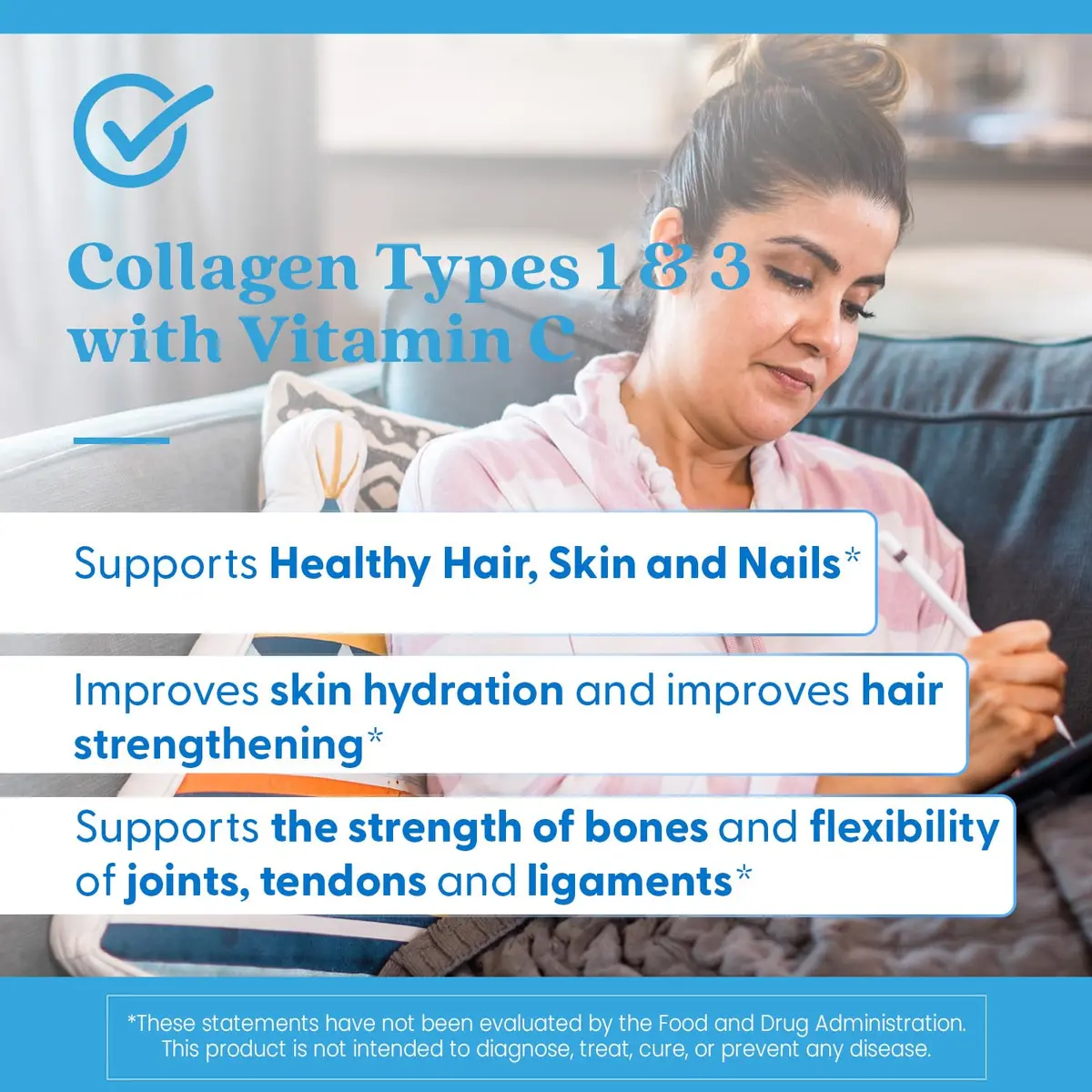 Doctor's Best Collagen Peptides Types 1 & 3 Supplement 180 Tablets | Supports Hair, Skin, Nails & Joints - view 4