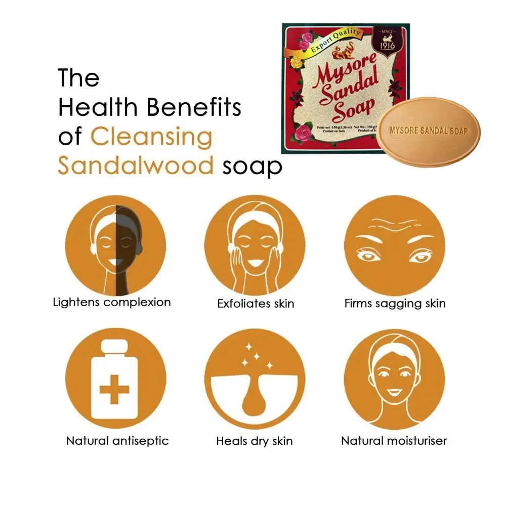 Mysore Sandal Soap 150g | Natural Sandalwood Oil for Glowing Skin - view 3