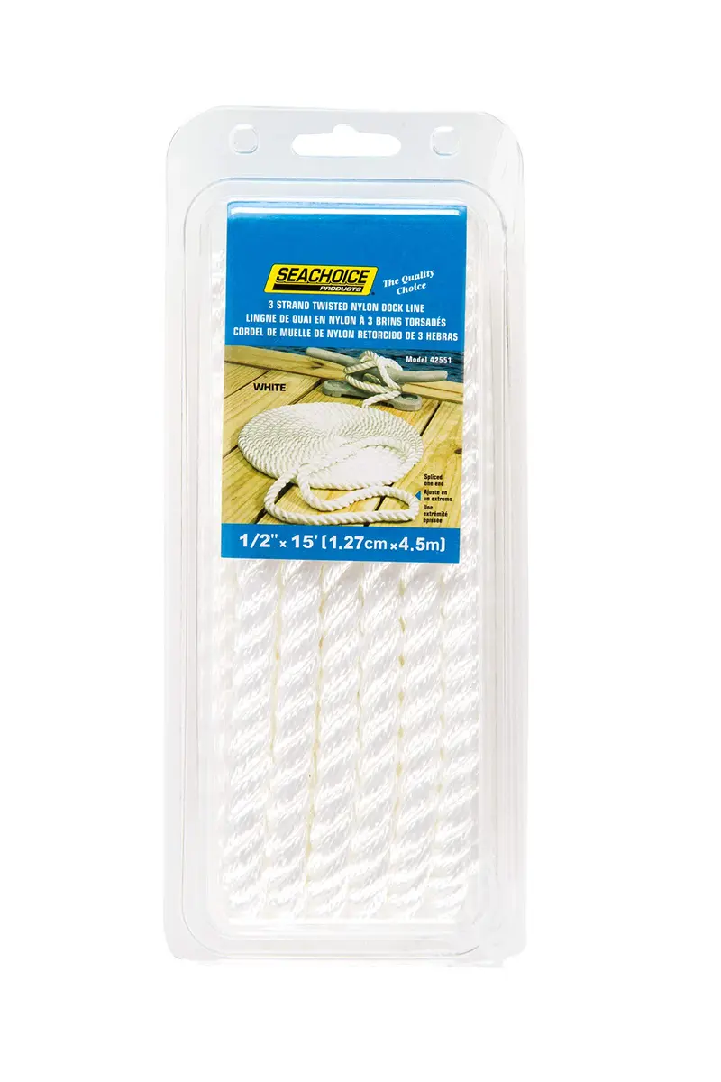 Seachoice Dock Rope ½-Inch x 15 Feet | Twisted Nylon Dock Line for Boating - view 5