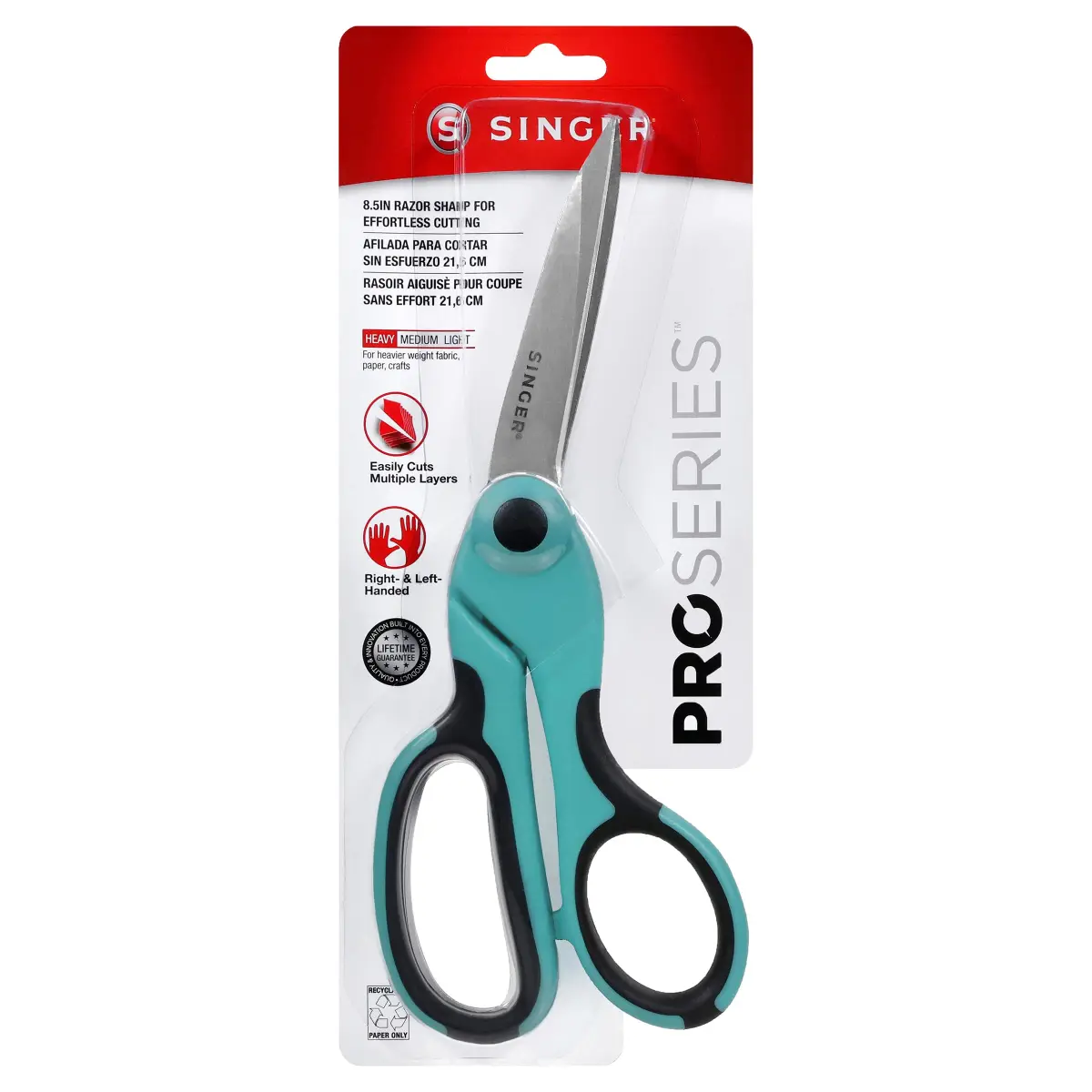 SINGER ProSeries 8.5-inch Heavy-Duty Bent Fabric Scissors, Tailor Comfort Grip | Cuts Multiple Fabric Layers Easily - main product image
