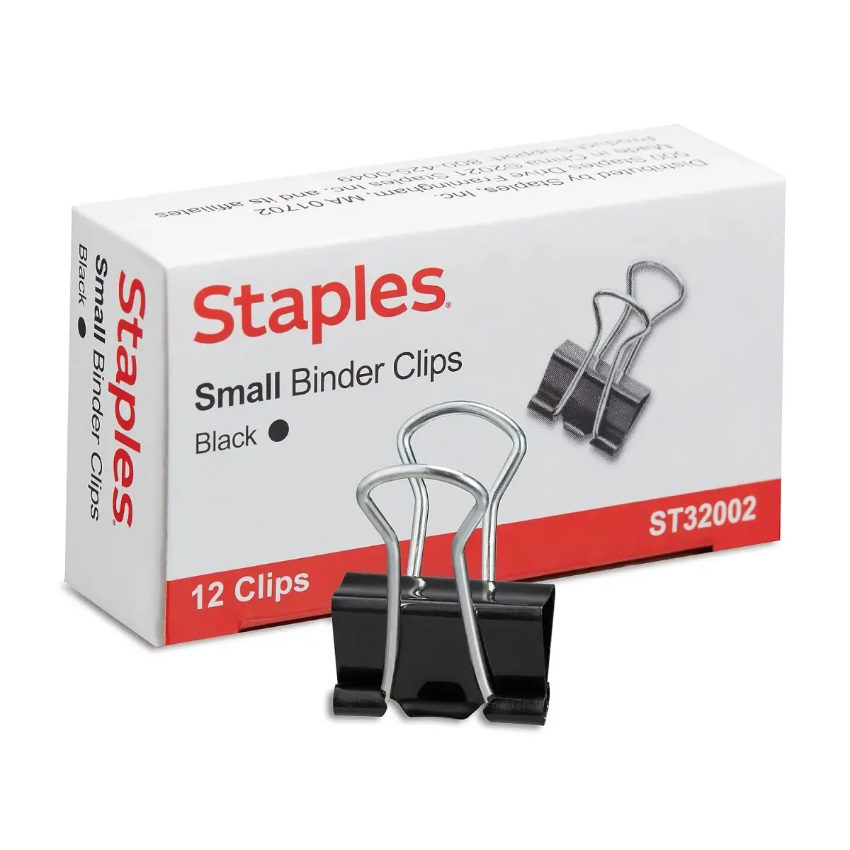 STAPLES Small Binder Clips 0.38" Capacity, Black, 144 Pack | Tempered Steel Construction for Documents & Office Use - view 2