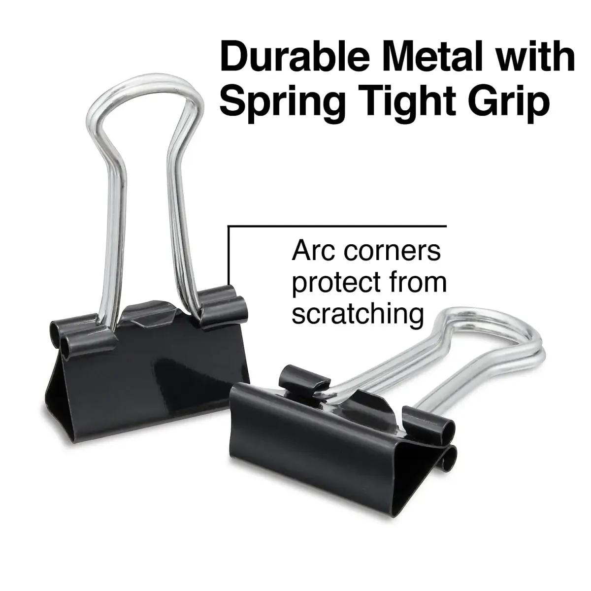 STAPLES Small Binder Clips 0.38" Capacity, Black, 144 Pack | Tempered Steel Construction for Documents & Office Use - view 3