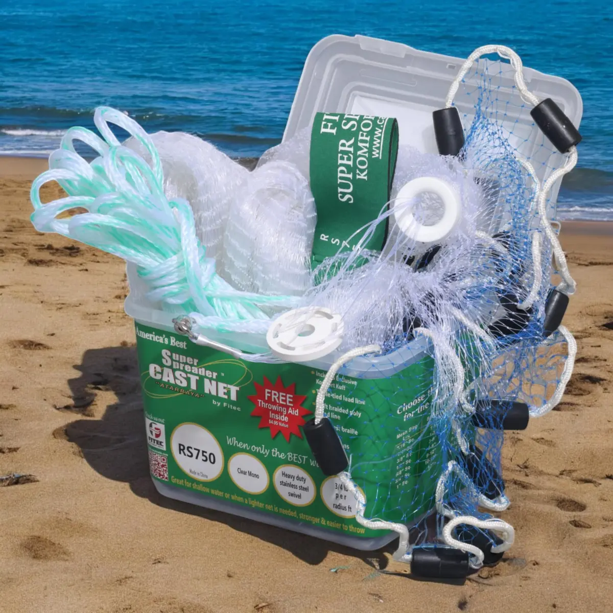 Fitec RS750 Super Spreader Cast Net 3/8" Mesh | Light & Versatile for Fresh & Saltwater (70-120 chars) - view 7