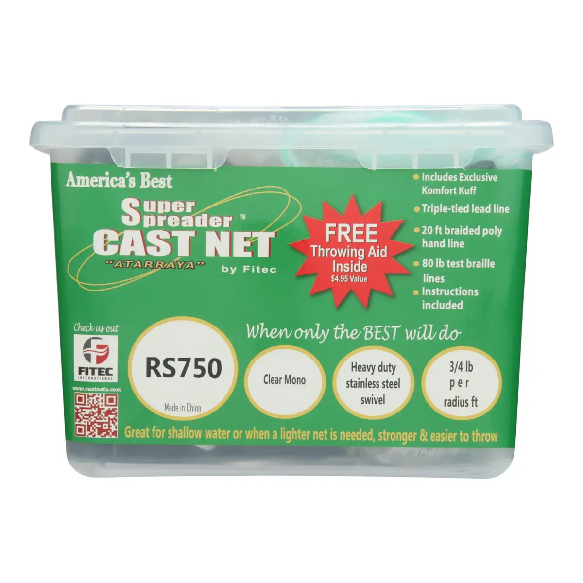 Fitec RS750 Super Spreader Cast Net 3/8" Mesh | Light & Versatile for Fresh & Saltwater (70-120 chars) - view 2