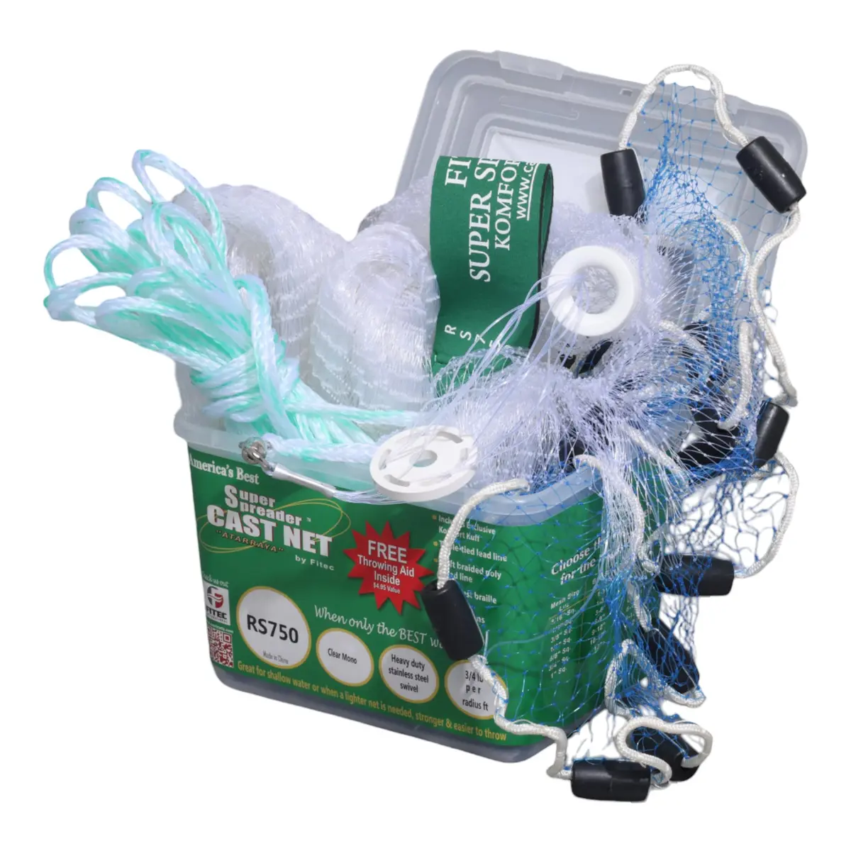 Fitec RS750 Super Spreader Cast Net 3/8" Mesh | Light & Versatile for Fresh & Saltwater (70-120 chars) - view 3