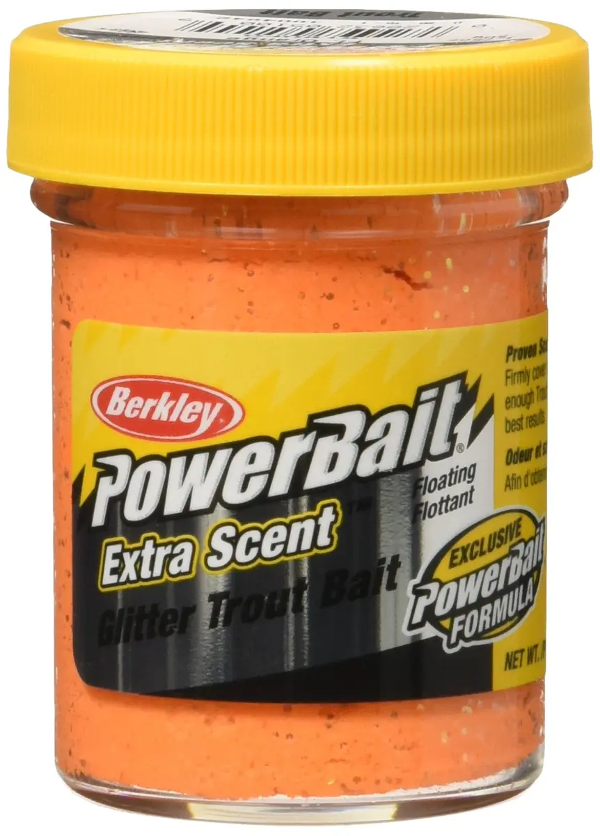 Berkley PowerBait Glitter Trout Bait, Fluorescent Orange, 1.75 oz | Irresistible scent & easy moldability - main product image