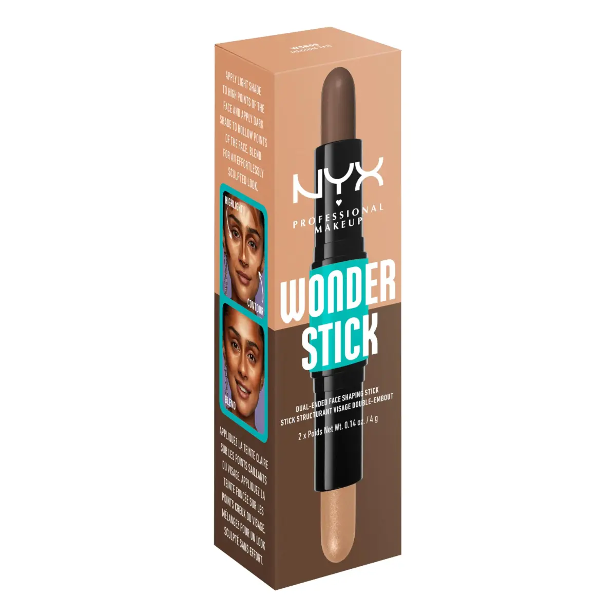 NYX PROFESSIONAL MAKEUP Wonder Stick, Medium Tan | Contour & Highlight Duo - view 7