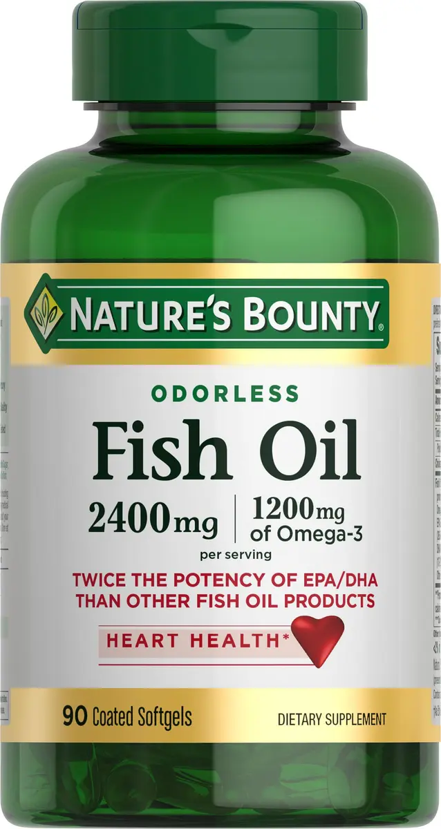 Nature's Bounty Odorless Fish Oil 1200mg Omega-3 90 Count | Supports Heart Health with EPA & DHA - main product image