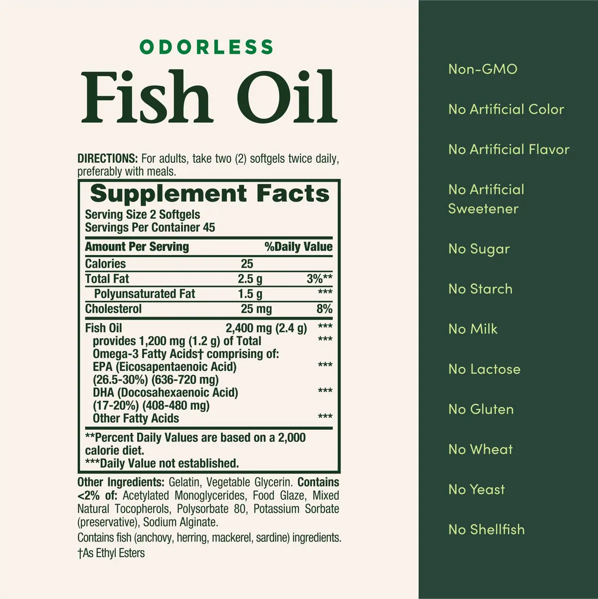 Nature's Bounty Odorless Fish Oil 1200mg Omega-3 90 Count | Supports Heart Health with EPA & DHA - view 5