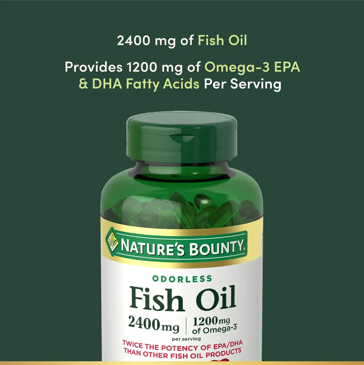 Nature's Bounty Odorless Fish Oil 1200mg Omega-3 90 Count | Supports Heart Health with EPA & DHA - view 3