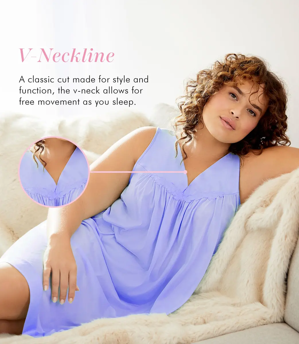 Exquisite Form Women's 30107 Nylon Tricot Sleeveless Nightgown | All-Season Comfort & Elegant Floral Details - view 2