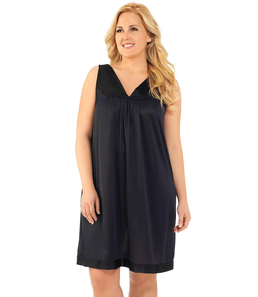 Exquisite Form Nightgown_Nightshirt Mid Rise Sleeveless Nylon Black X-Large | All-Season Comfort - main product image